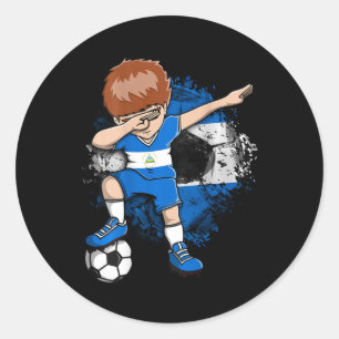 Sticker Rond Garçon de football qui fait du dabbing Nicaragua M