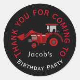 Sticker Rond Tracteur de rouge de joyeux anniversaire