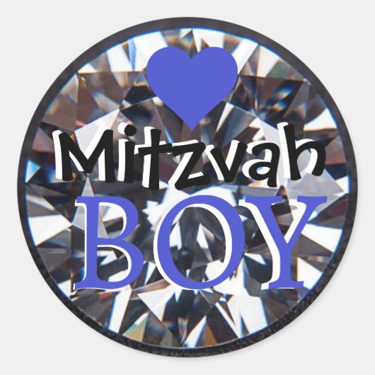 Sticker Rond Garçon de Mitzvah de diamant (Devant)