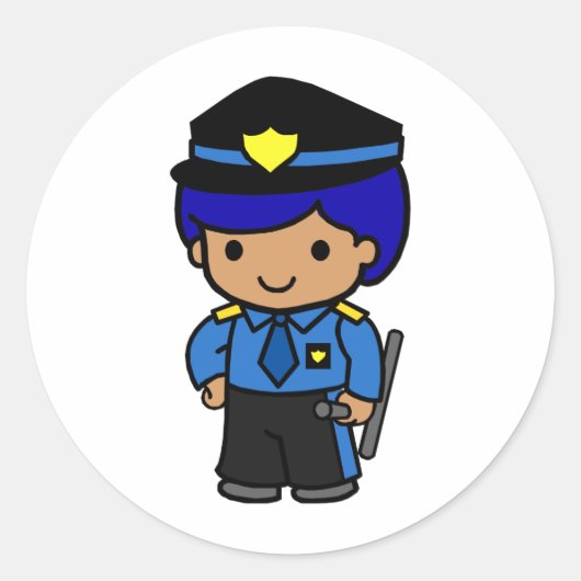 Sticker Rond Garçon de police (Devant)