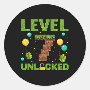 Sticker Rond Garçon drôle 7e anniversaire Joueur Niveau 7 Déblo