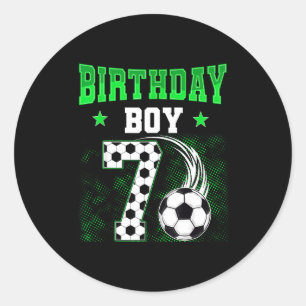 Sticker Rond Garçon drôle 7ème anniversaire thème foot party 7