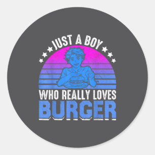 Sticker Rond Garçon Drôle Aime Les Amoureux De La Nourriture De