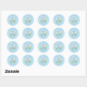 Sticker Rond Garçon Eléphant Bébé Douche Bleu Merci Favoriser (Feuille)