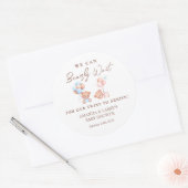 Sticker Rond Garçon Fille Twins Teddy Baby shower Ours (Enveloppe)