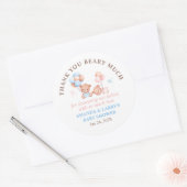 Sticker Rond Garçon Fille Twins Teddy Oear Merci (Enveloppe)
