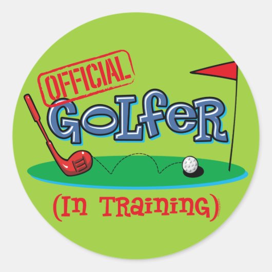 Sticker Rond Garçon Golfer En Formation (Devant)
