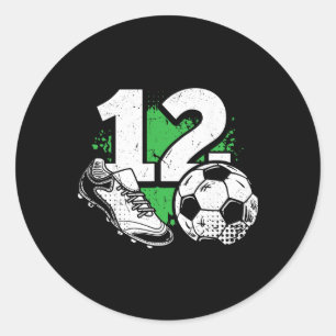 Sticker Rond Garçon joueur de football 12 ans pour son annivers