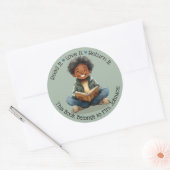 Sticker Rond Garçon Lecture Enseignant Salle de classe Biblioth (Enveloppe)