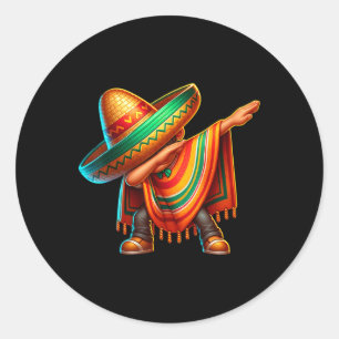Sticker Rond Garçon Mexicain Dabant Poncho Cinco De Mayo 1