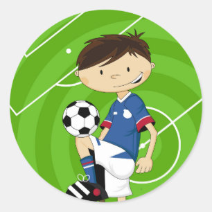 Sticker Rond Garçon mignon du football du football de bande