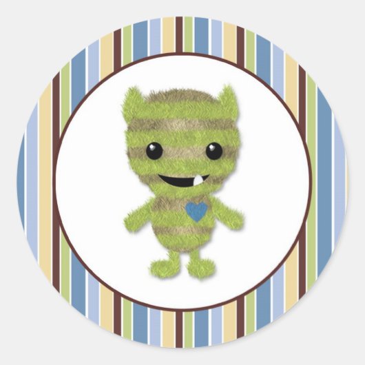 Sticker Rond GARÇON MONSTER JETER UN BON BÉBÉ Monstres PABC #6 (Devant)