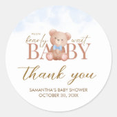 Sticker Rond Garçon on peut attendre Baby shower (Devant)