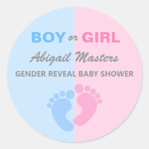 Sticker Rond Garçon ou fille Révélation de genre Baby shower Pi