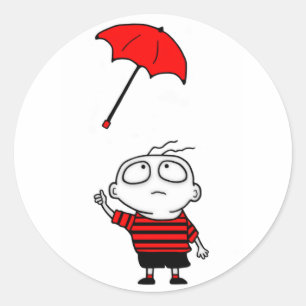 Sticker Rond Garçon parapluie