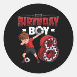 Sticker Rond Garçon qui fait le dab 8 ans Joueur de football 8e