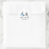 Sticker Rond Garçon spécial avec fille en course (Sac)