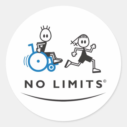 Sticker Rond Garçon spécial avec fille en course (Devant)