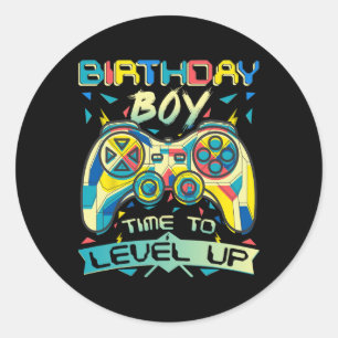 Sticker Rond Garçon Temps D'Augmenter Le Jeu Vidéo Anniversaire