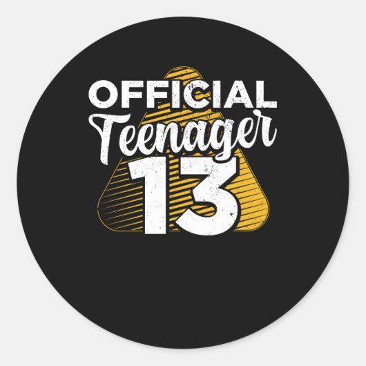 Sticker Rond Garçons 13e anniversaire Adolescent officiel (Devant)