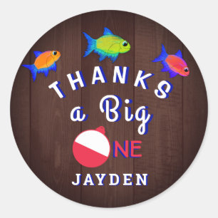 Sticker Rond Garçons 1er anniversaire Merci O Fishally One