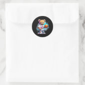 Sticker Rond Garçons Basketball Teddy Bear (Sac)