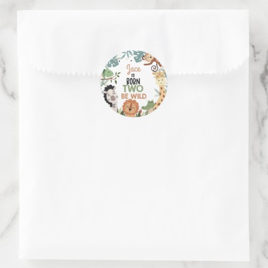 Sticker Rond Garçons Brown Green Born Two Be Wild 2e anniversai (Sac)