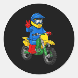 Sticker Rond Garçons constructeurs de motos drôles jouets de co