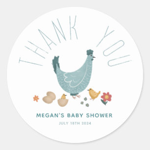 Sticker Rond Garçons Cute Farm Baby shower de poulet Merci Favo