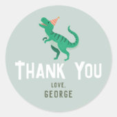 Sticker Rond Garçons Cute T-Rex Dinosaur Anniversaire de enfant (Devant)