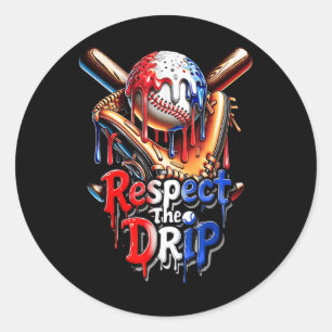 Sticker Rond Garçons de dégoulinade de baseball Plaque de base