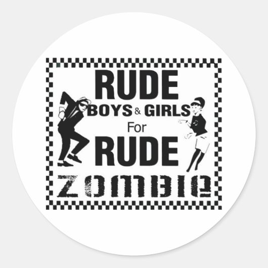 Sticker Rond Garçons et filles grossiers pour zombie grossier (Devant)