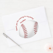 Sticker Rond garçons filles baseball softball party merci (Enveloppe)