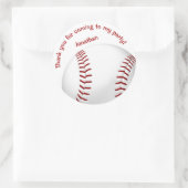 Sticker Rond garçons filles baseball softball party merci (Sac)