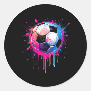 Sticker Rond Garçons Filles De Foot Awesome Coloré Foot Drip So