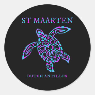 Sticker Rond Garçons Filles Femmes Tortue de mer de Saint-Marti
