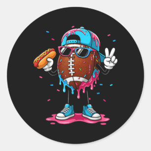 Sticker Rond Garçons Football Drip Glace Football Jeu de Jeunes