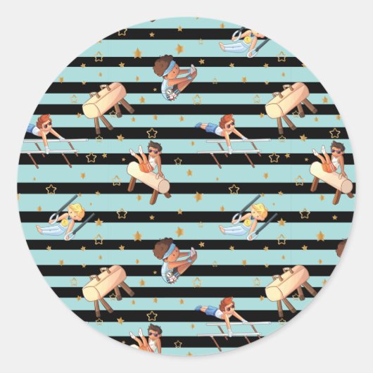 Sticker Rond Garçons Gymnastique Anneaux Parallel Bars Pommel H (Devant)