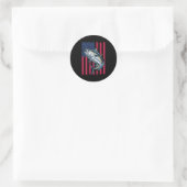 Sticker Rond Garçons Jeunes Pêche en Mer Profonde Drapeau Améri (Sac)