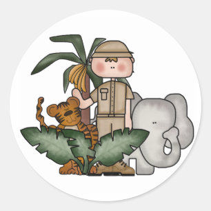 Sticker Rond Garçons Jungle Safari