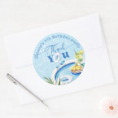 Sticker Rond Garçons piscine fête d'anniversaire bleu Merci (Enveloppe)