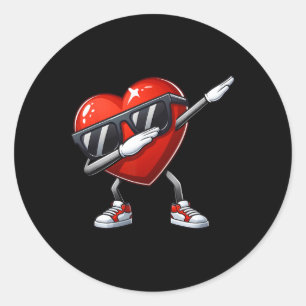 Sticker Rond Garçons Saint-Valentin Dabbing Cœur Célibataires F