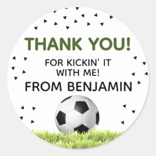 Sticker Rond Garçons Soccer Sports Merci Anniversaire de enfant
