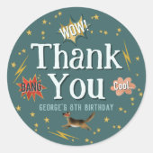 Sticker Rond Garçons Superhero Anniversaire de enfant Favoriser (Devant)