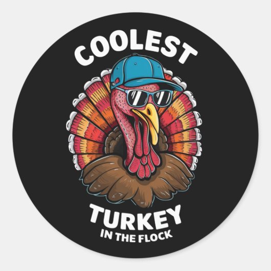 Sticker Rond Garçons Thanksgiving Enfants Coolest Turquie dans (Devant)