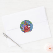 STICKER ROND GARDE CARDINAL SNOWMAN, CUTE NOËL REDBIRD (Enveloppe)