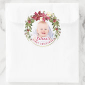 Sticker Rond Garde photo de la 1ère couronne de Noël de bébé (Sac)
