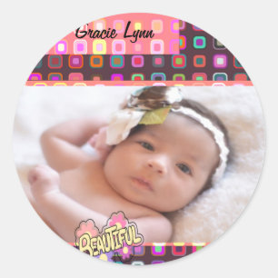 Sticker Rond Garde photo pour bébé fille