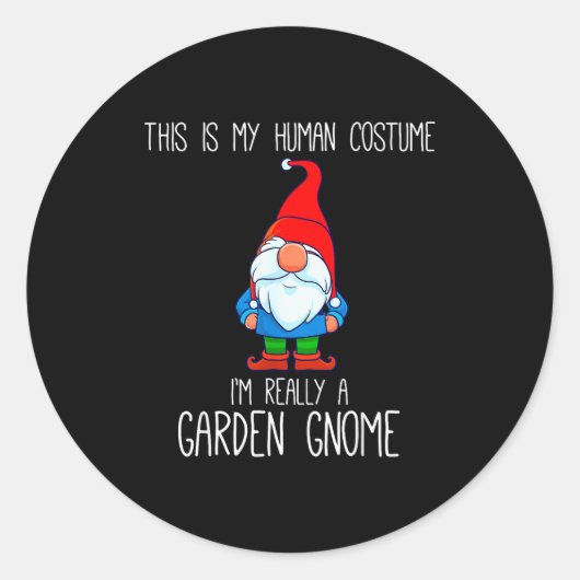 Sticker Rond Garden Gnome Costume, Halloween, This Is My Human (Devant)