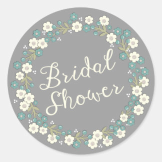 Sticker Rond Garden Party Floral Wreath Fête des mariées Bleu